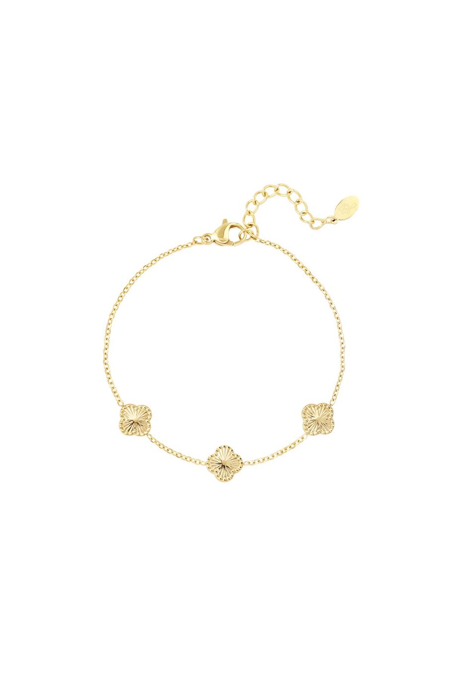 armband met klavers stainless steel goudkleurig