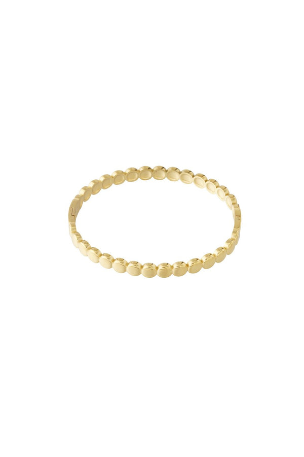 bangle armband met bolletjes stainless steel goudkleurig