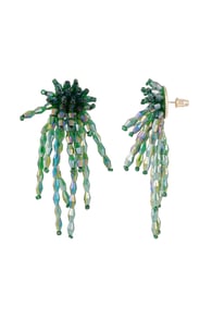 lange oorbellen met groene kralen goudkleurig stainless steel