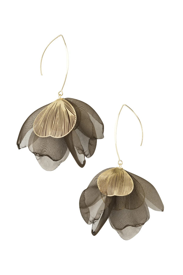oorbellen bloemvorm stainless steel goudkleurig