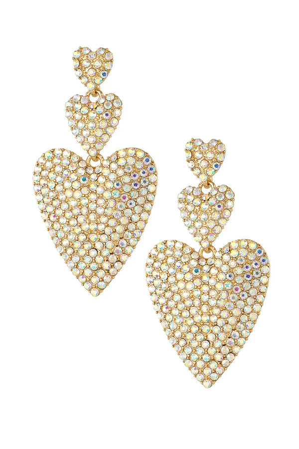 oorbellen met strass hartjes goudkleurig glinsterend statement